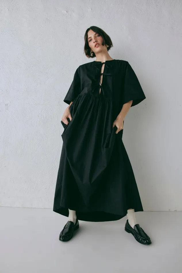 VRG GRL MidiMaxi Dresses Naomi Smock Maxi Dress Black 8211 Women