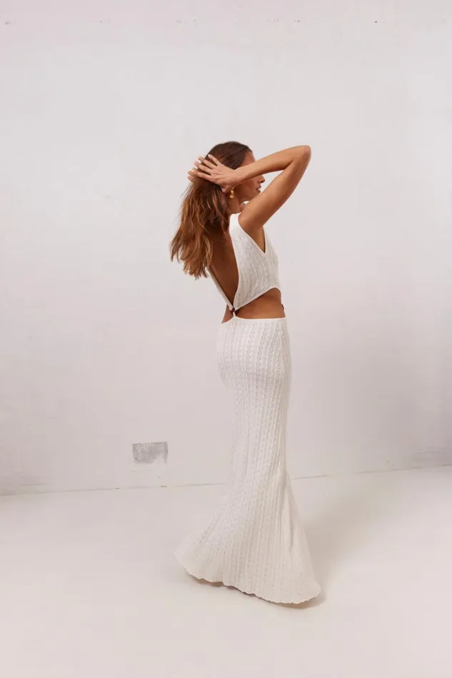 VRG GRL MidiMaxi Dresses Penne Knit Maxi Dress White 8211 Women VRG GRL MidiMaxi Dresses Penne Knit Maxi Dress White 8211 Women