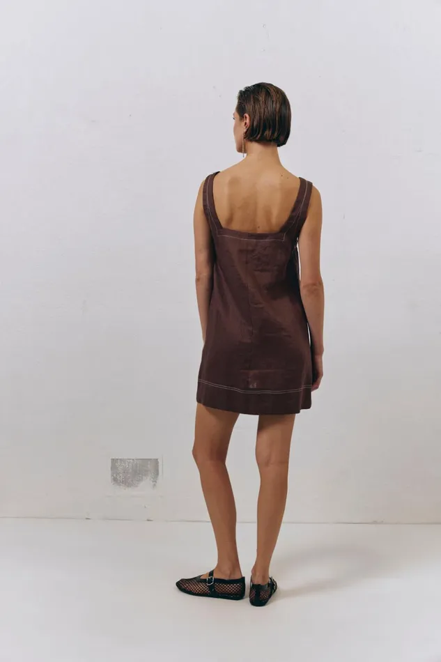 VRG GRL Mini Dresses Alice Linen Mini Dress Brown 8211 Women
