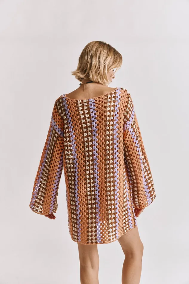 VRG GRL Mini Dresses Myra Crochet Mini Dress Apricot 8211 Women