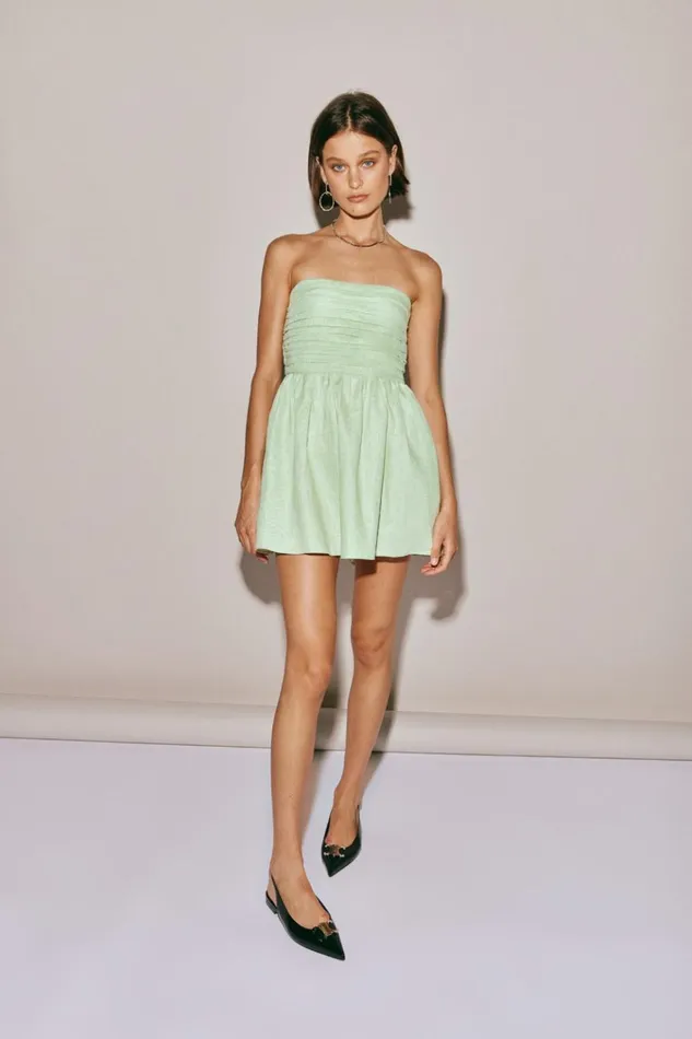 VRG GRL Mini Dresses Saint Malo Linen Mini Dress Sage 8211 Women