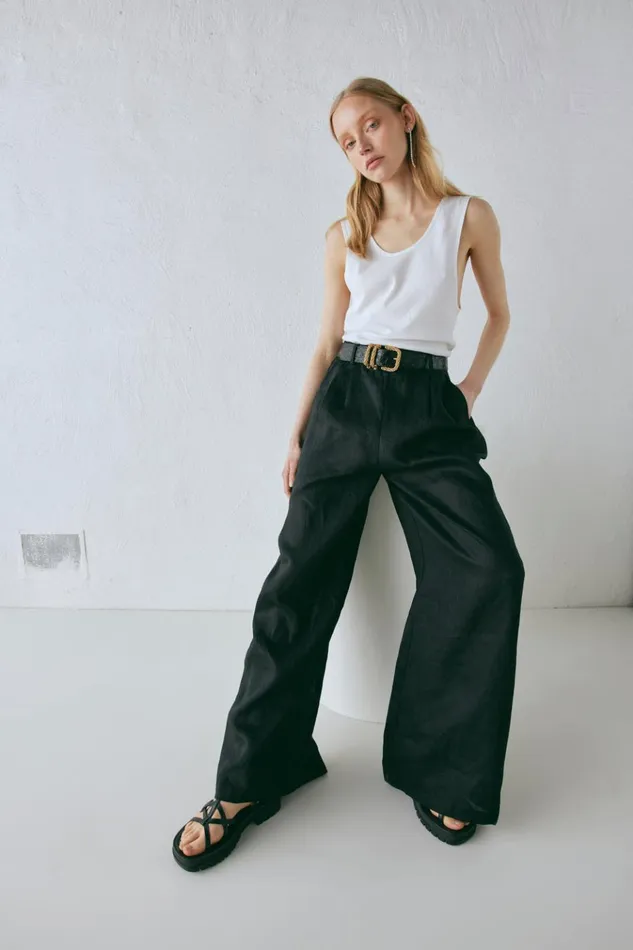 VRG GRL Pants Energy Flows Linen Pants Black 8211 Women VRG GRL Pants Energy Flows Linen Pants Black 8211 Women