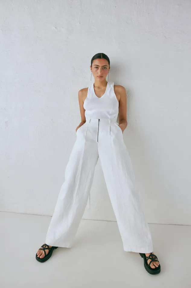 VRG GRL Pants Nahna Linen Pants White 8211 Women