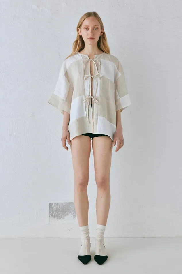 VRG GRL Shirts Naomi Linen Smock Top Natural 8211 Women VRG GRL Shirts Naomi Linen Smock Top Natural 8211 Women