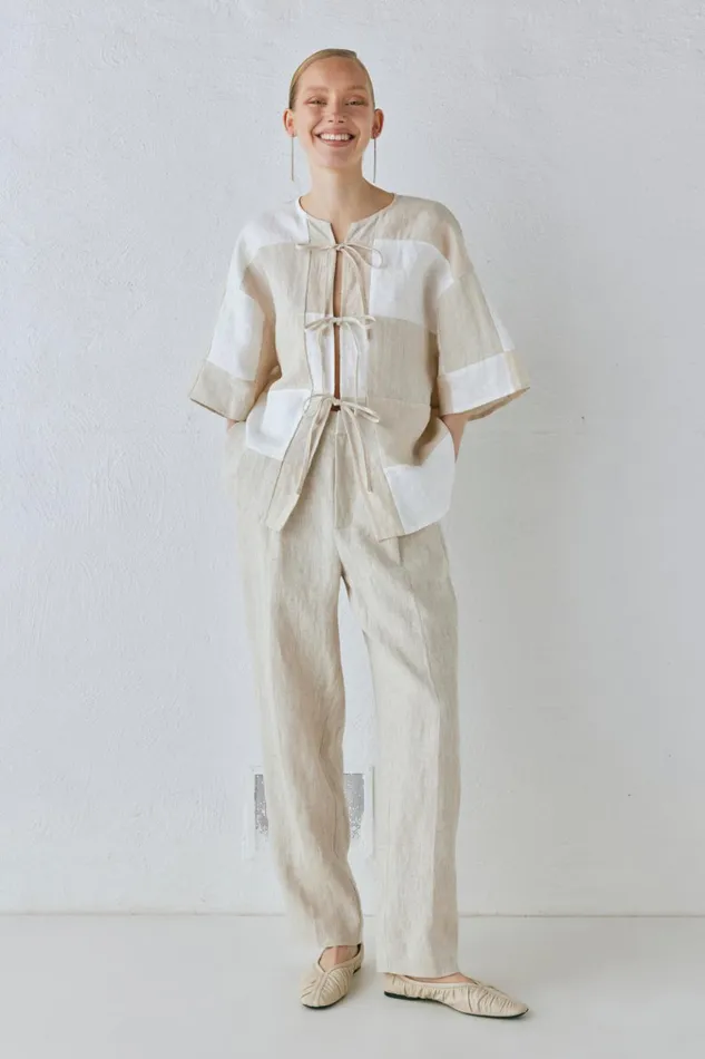 VRG GRL Shirts Naomi Linen Smock Top Natural 8211 Women VRG GRL Shirts Naomi Linen Smock Top Natural 8211 Women