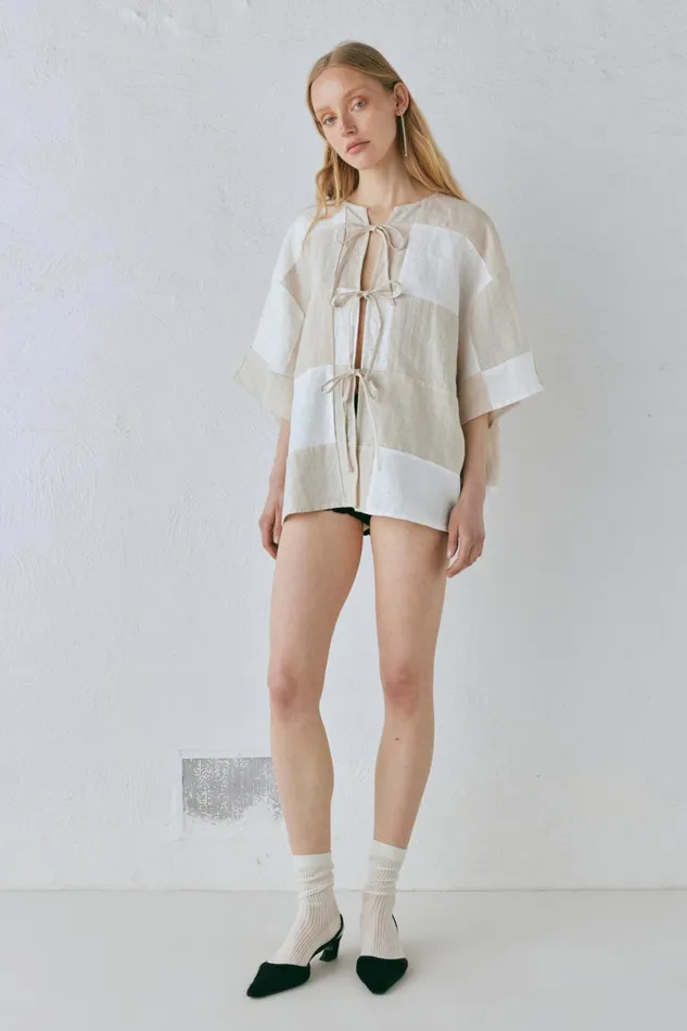 VRG GRL Shirts Naomi Linen Smock Top Natural 8211 Women VRG GRL Shirts Naomi Linen Smock Top Natural 8211 Women