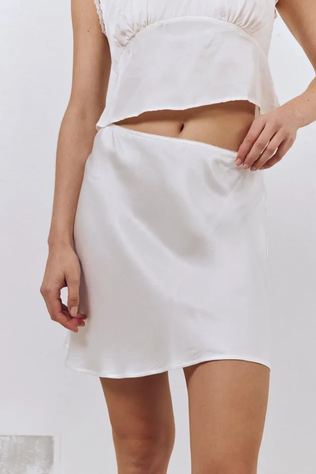 VRG GRL Skirts Vintage Lover Bias Cut Mini Skirt White 8211 Women VRG GRL Skirts Vintage Lover Bias Cut Mini Skirt White 8211 Women
