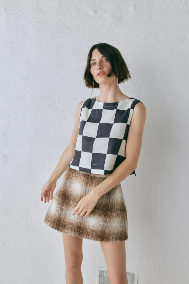 VRG GRL Sleeveless Naya Linen Top Check 8211 Women VRG GRL Sleeveless Naya Linen Top Check 8211 Women