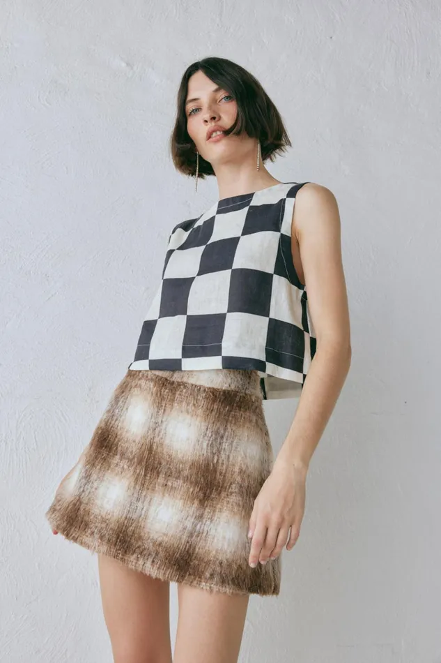 VRG GRL Sleeveless Naya Linen Top Check 8211 Women VRG GRL Sleeveless Naya Linen Top Check 8211 Women