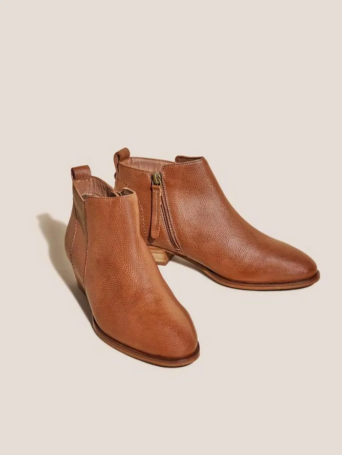 White Stuff BOOTS Willow Leather Ankle Boots Mid Tan 8211 Women