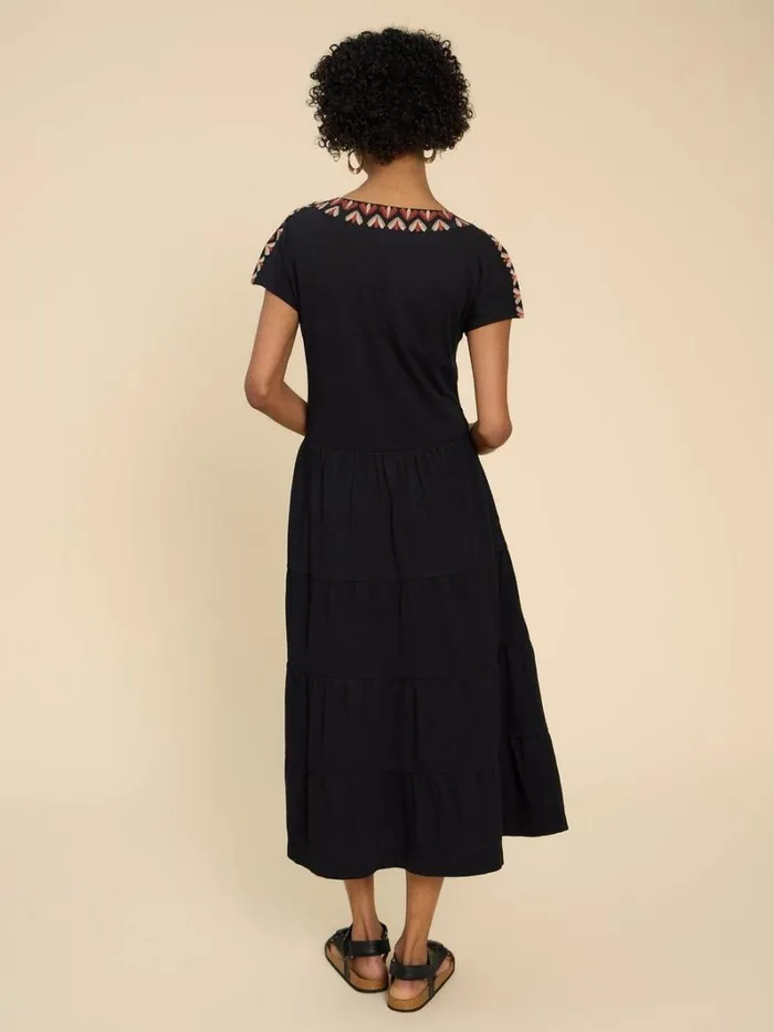 White Stuff DRESSES Tabitha Tiered Midi Dress Black Multi 8211 Women White Stuff DRESSES Tabitha Tiered Midi Dress Black Multi 8211 Women
