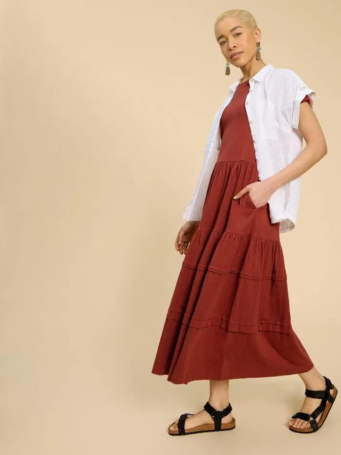 White Stuff DRESSES Vera Jersey Midi Dress Dk Red 8211 Women