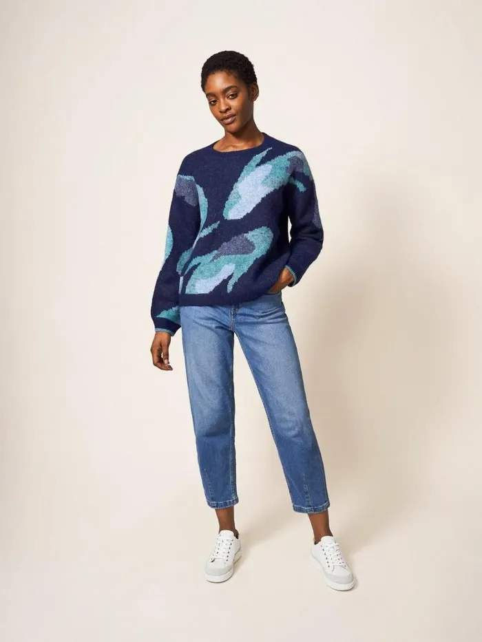 White Stuff KNITWEAR ABSTRACT KOI JUMPER Navy Multi 8211 Women