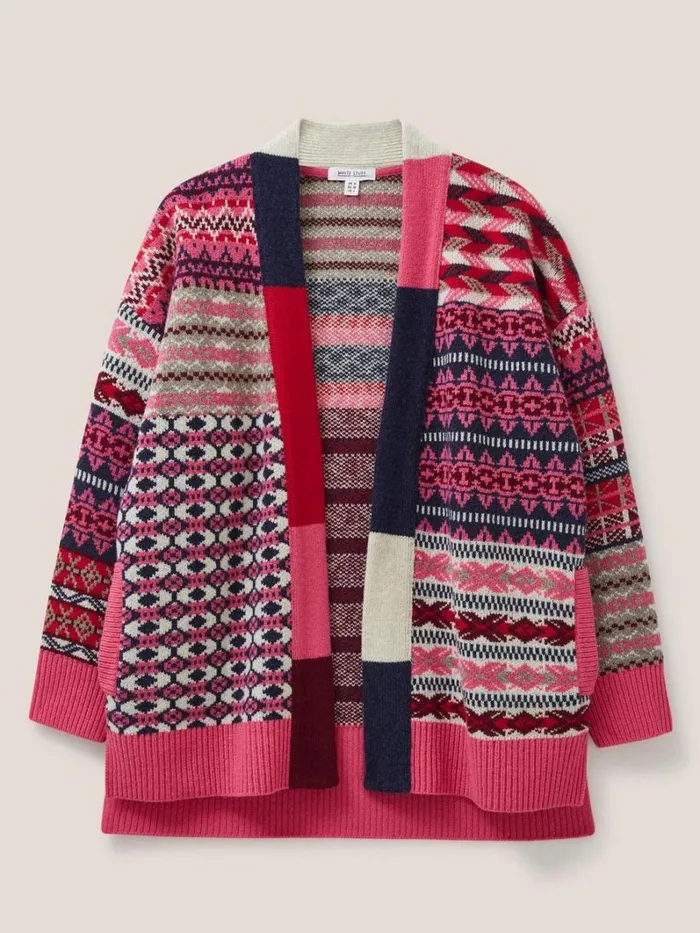 White Stuff KNITWEAR COCOON PATTERN CARDI FAIRISLE Red Multi 8211 Women White Stuff KNITWEAR COCOON PATTERN CARDI FAIRISLE Red Multi 8211 Women