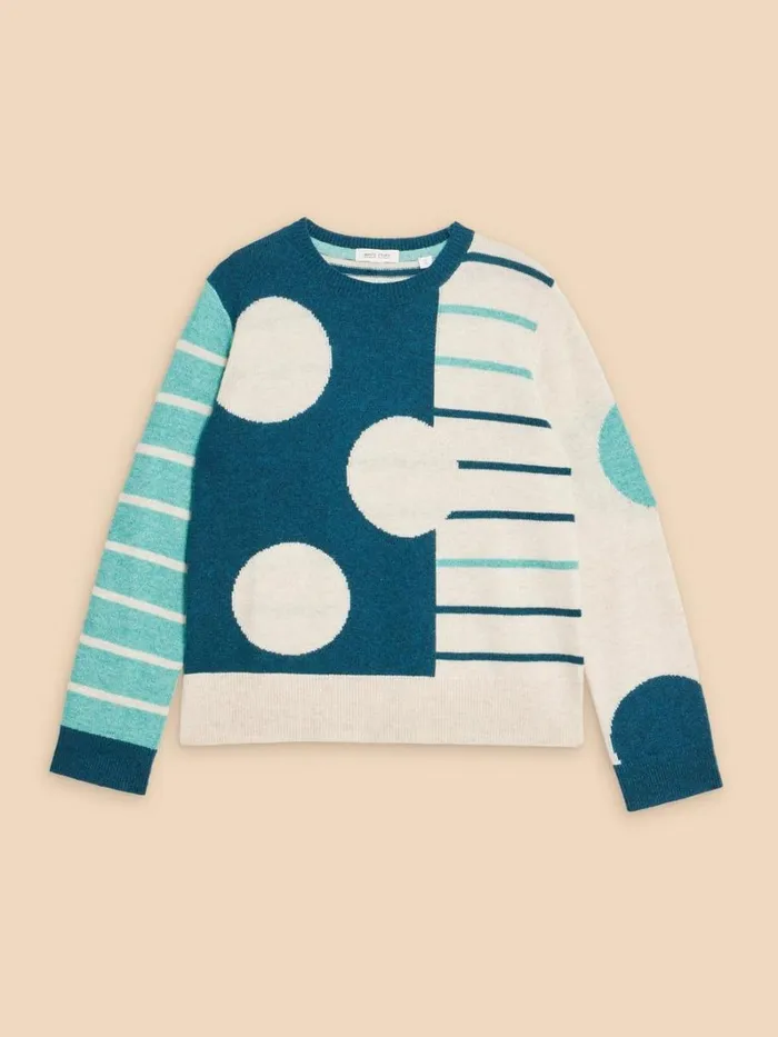 White Stuff KNITWEAR JADE SPOTSTRIPE JUMPER Teal Multi 8211 Women White Stuff KNITWEAR JADE SPOTSTRIPE JUMPER Teal Multi 8211 Women