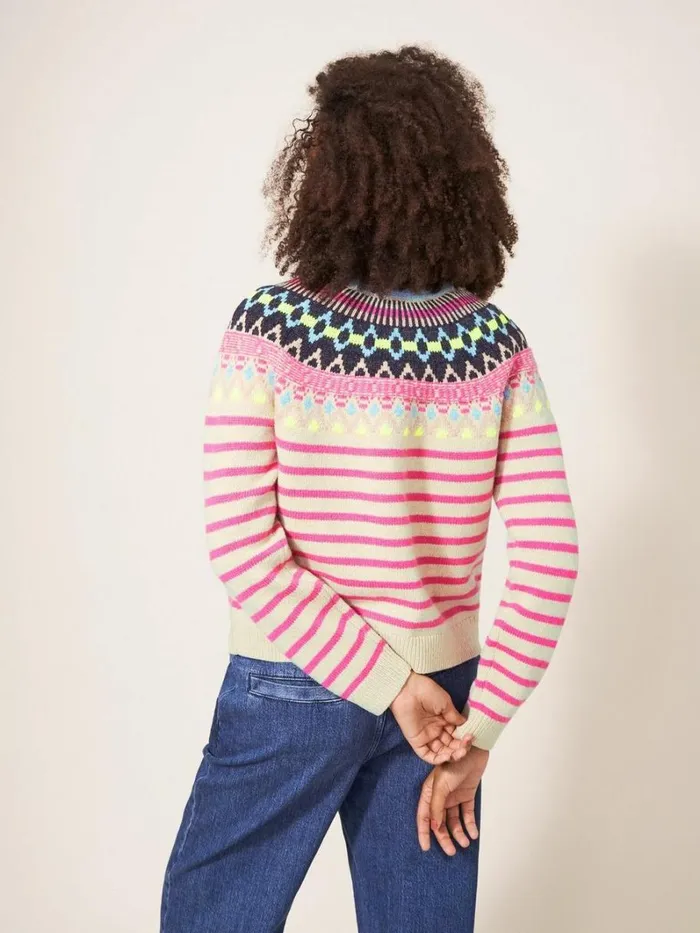 White Stuff KNITWEAR WOODLAND FAIRISLE CARDI Pink Multi 8211 Women White Stuff KNITWEAR WOODLAND FAIRISLE CARDI Pink Multi 8211 Women