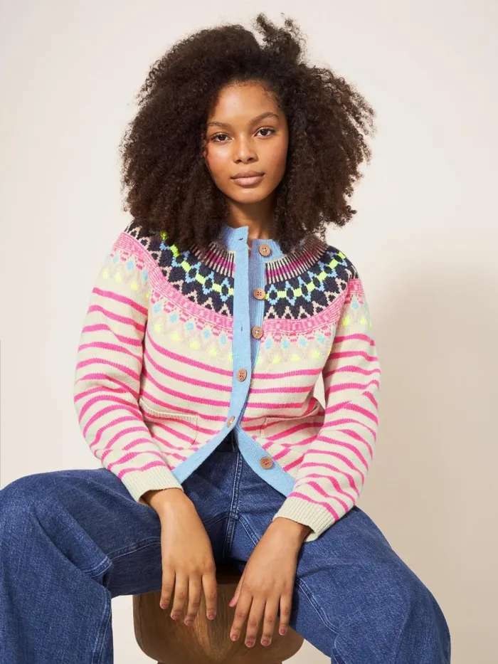 White Stuff KNITWEAR WOODLAND FAIRISLE CARDI Pink Multi 8211 Women White Stuff KNITWEAR WOODLAND FAIRISLE CARDI Pink Multi 8211 Women