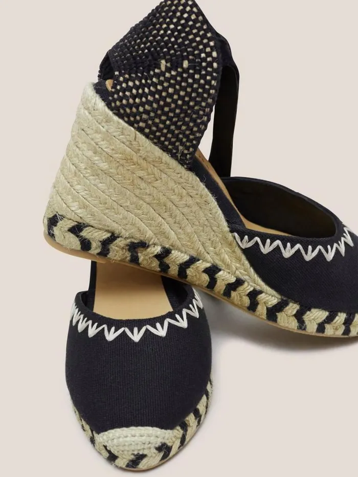 White Stuff SANDALS Embroidered Wedge Espadrille Pure Black 8211 Women White Stuff SANDALS Embroidered Wedge Espadrille Pure Black 8211 Women