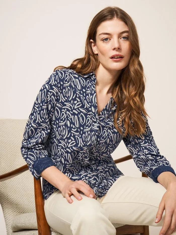 White Stuff SHIRTS and BLOUSES Annie Print Jersey Shirt Navy Print 8211 Women White Stuff SHIRTS and BLOUSES Annie Print Jersey Shirt Navy Print 8211 Women