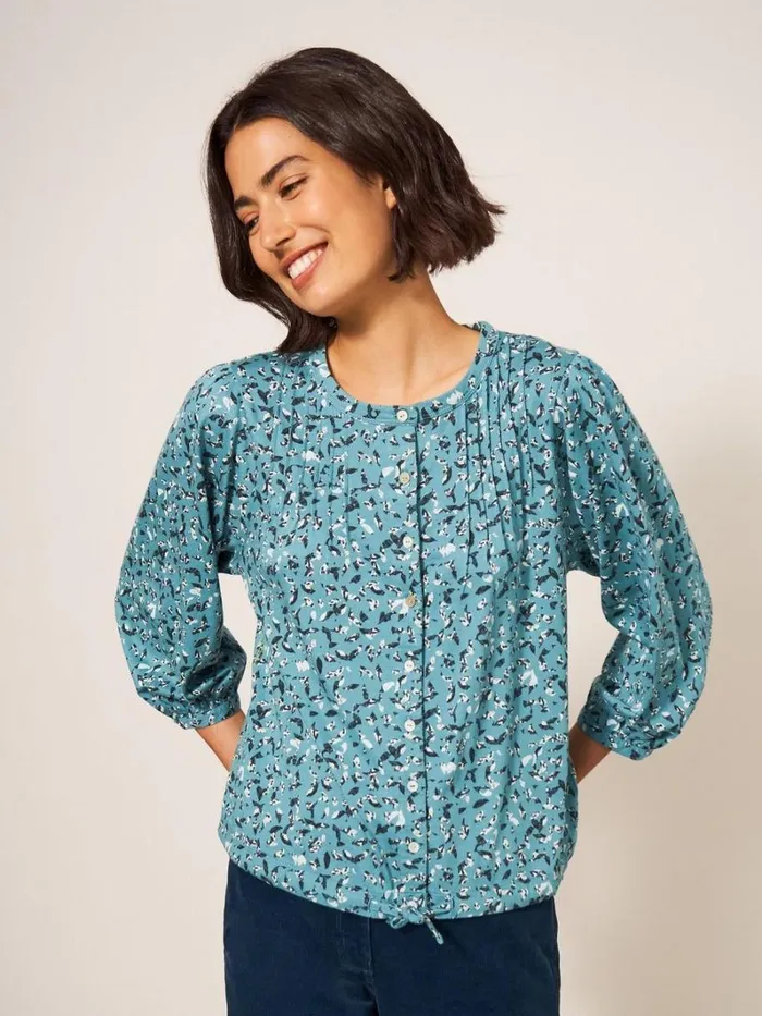 White Stuff SHIRTS and BLOUSES BENNIE TIE HEM SHIRT Teal Print 8211 Women White Stuff SHIRTS and BLOUSES BENNIE TIE HEM SHIRT Teal Print 8211 Women