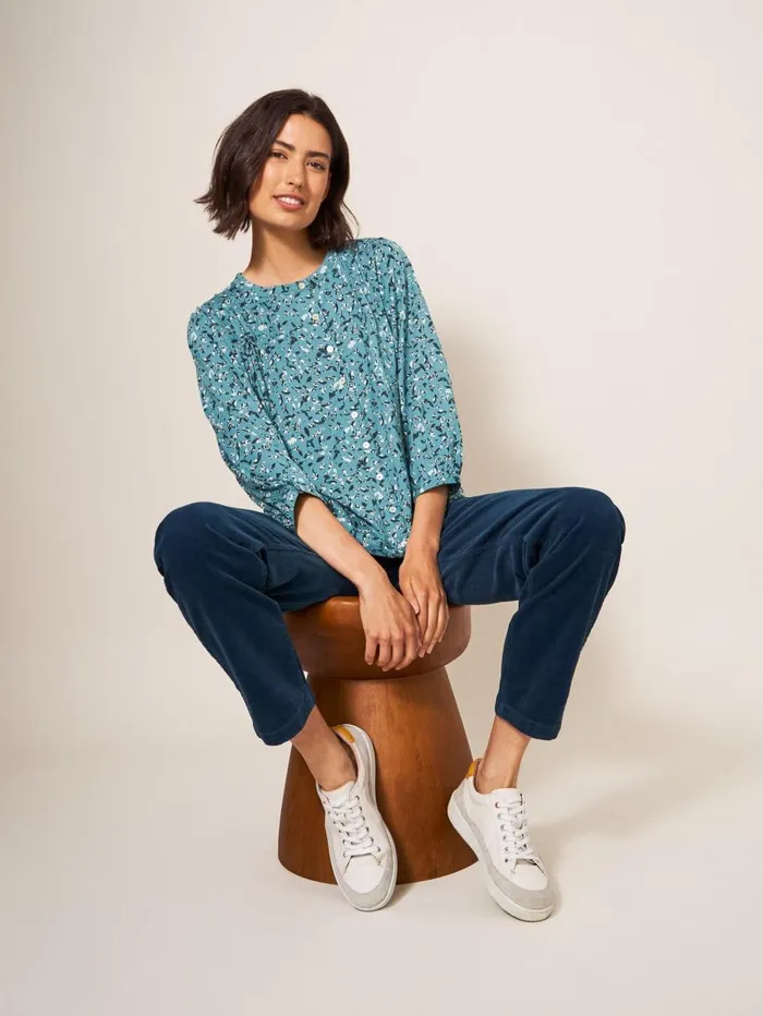 White Stuff SHIRTS and BLOUSES BENNIE TIE HEM SHIRT Teal Print 8211 Women White Stuff SHIRTS and BLOUSES BENNIE TIE HEM SHIRT Teal Print 8211 Women