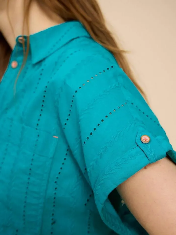 White Stuff SHIRTS and BLOUSES Ellie Cotton Broderie Shirt Bright Teal 8211 Women White Stuff SHIRTS and BLOUSES Ellie Cotton Broderie Shirt Bright Teal 8211 Women