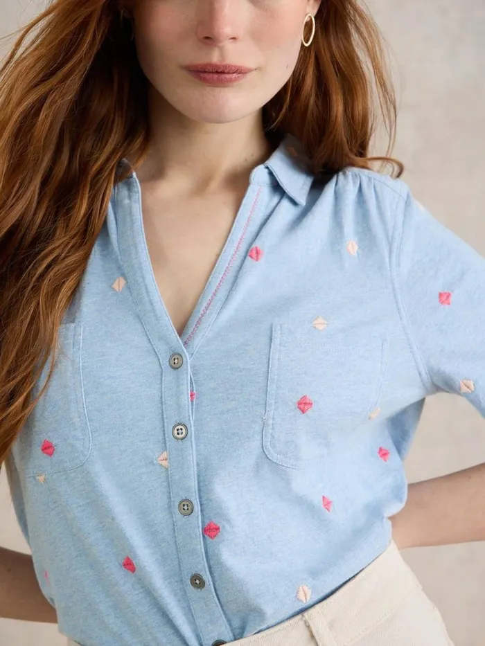 White Stuff SHIRTS and BLOUSES PENNY POCKET EMBROIDERED SHIRT Blue Multi 8211 Women White Stuff SHIRTS and BLOUSES PENNY POCKET EMBROIDERED SHIRT Blue Multi 8211 Women