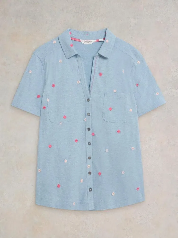 White Stuff SHIRTS and BLOUSES PENNY POCKET EMBROIDERED SHIRT Blue Multi 8211 Women White Stuff SHIRTS and BLOUSES PENNY POCKET EMBROIDERED SHIRT Blue Multi 8211 Women