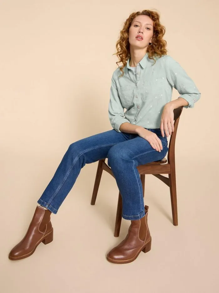 White Stuff SHIRTS and BLOUSES Sophie Organic Cotton Shirt Mid Green 8211 Women White Stuff SHIRTS and BLOUSES Sophie Organic Cotton Shirt Mid Green 8211 Women