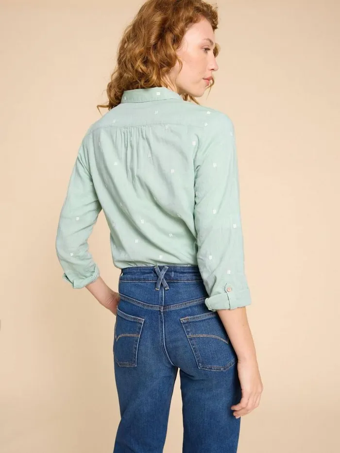 White Stuff SHIRTS and BLOUSES Sophie Organic Cotton Shirt Mid Green 8211 Women White Stuff SHIRTS and BLOUSES Sophie Organic Cotton Shirt Mid Green 8211 Women