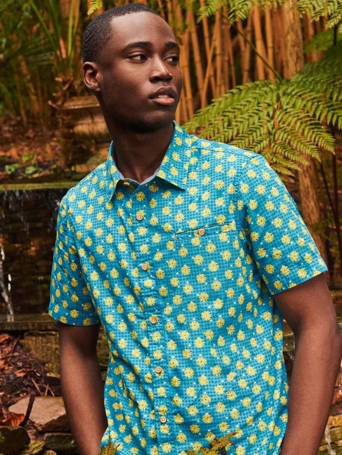 White Stuff SHIRTS Block Flower Printed SS Shirt Mint Green 8211 Men White Stuff SHIRTS Block Flower Printed SS Shirt Mint Green 8211 Men