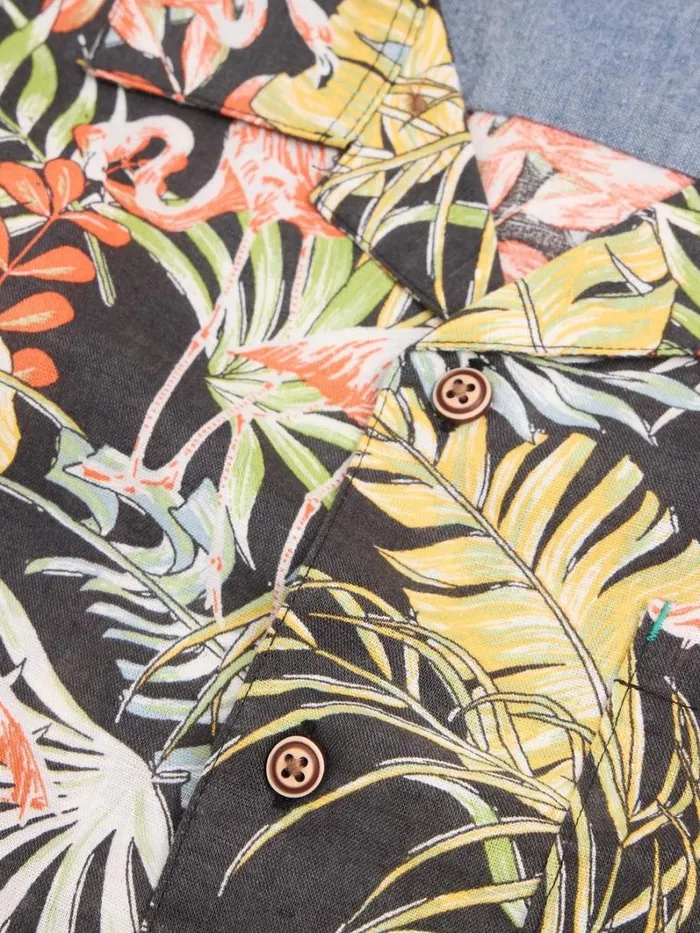 White Stuff SHIRTS Flamingo Printed SS Shirt Black Print 8211 Men White Stuff SHIRTS Flamingo Printed SS Shirt Black Print 8211 Men
