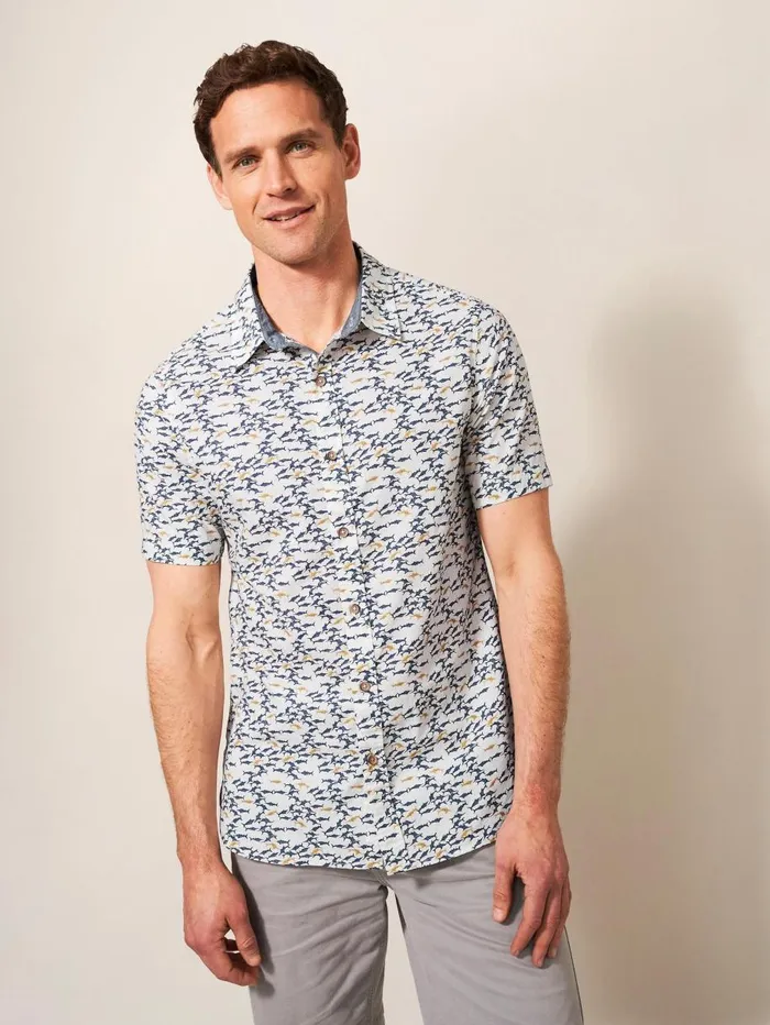 White Stuff SHIRTS Shark Printed Shirt White Multi 8211 Men White Stuff SHIRTS Shark Printed Shirt White Multi 8211 Men