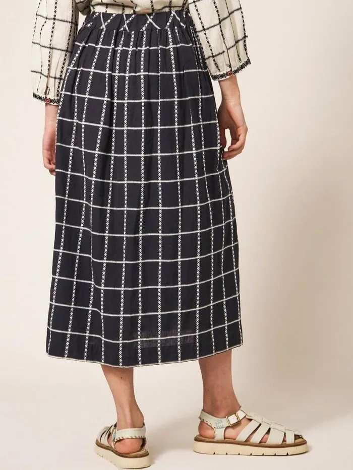 White Stuff SKIRTS Anya Check Midi Skirt Black Multi 8211 Women White Stuff SKIRTS Anya Check Midi Skirt Black Multi 8211 Women