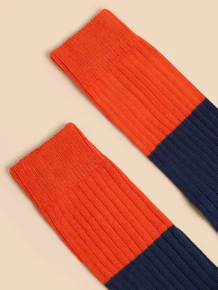 White Stuff SOCKS Ribbed Colour Block Ankle Sock Navy Multi 8211 Men