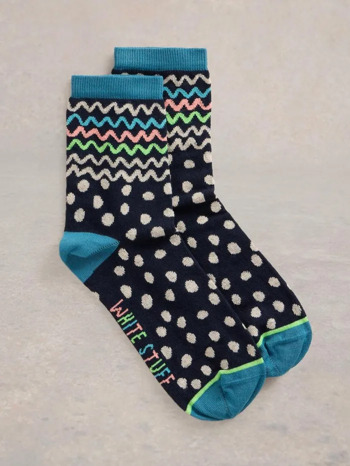 White Stuff SOCKS Squiggle Ankle Sock Navy Multi 8211 Women White Stuff SOCKS Squiggle Ankle Sock Navy Multi 8211 Women