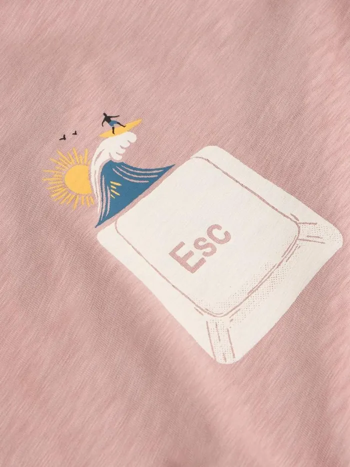 White Stuff TSHIRTS Escape Graphic Short Sleeve Tee Pink Print 8211 Men White Stuff TSHIRTS Escape Graphic Short Sleeve Tee Pink Print 8211 Men