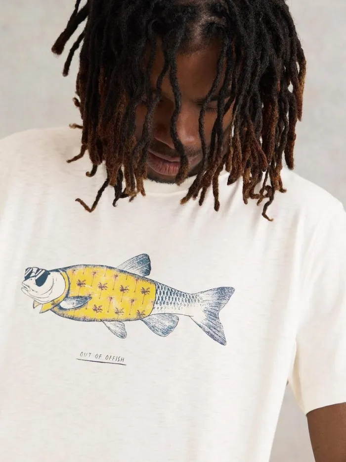 White Stuff TSHIRTS Out Of Offish Graphic Tee White Print 8211 Men