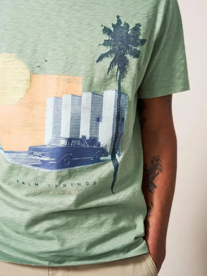 White Stuff TSHIRTS Palm Springs Graphic Tee Dusty Green 8211 Men