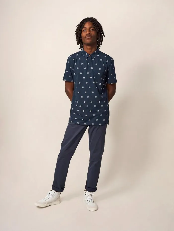 White Stuff TSHIRTS Sardine Printed SS Polo Navy 8211 Men