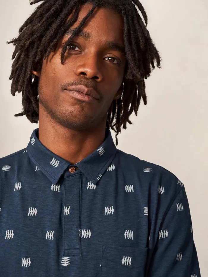 White Stuff TSHIRTS Sardine Printed SS Polo Navy 8211 Men