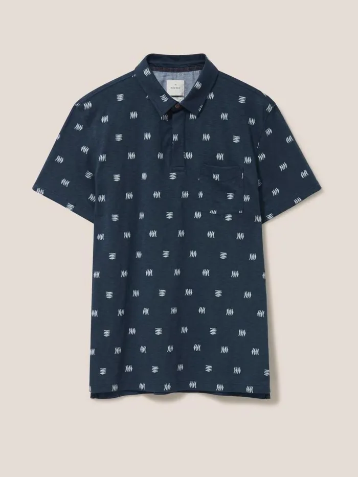 White Stuff TSHIRTS Sardine Printed SS Polo Navy 8211 Men