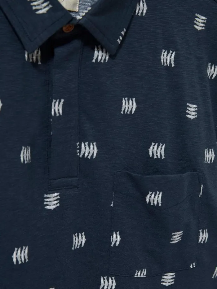 White Stuff TSHIRTS Sardine Printed SS Polo Navy 8211 Men