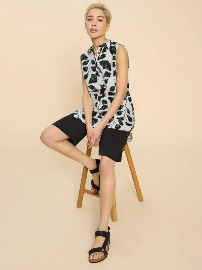 White Stuff TOPS and TEES Evelyn Sleeveless Linen Tunic Black Print 8211 Women White Stuff TOPS and TEES Evelyn Sleeveless Linen Tunic Black Print 8211 Women