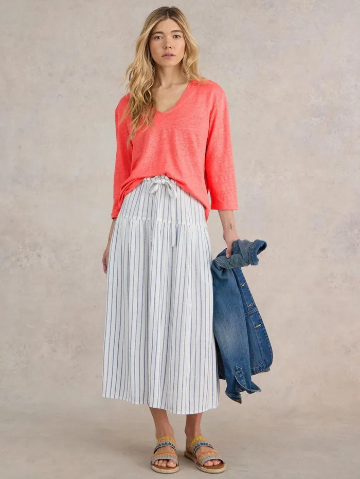 White Stuff TOPS and TEES ISLA LINEN V NECK TEE Mid Pink 8211 Women White Stuff TOPS and TEES ISLA LINEN V NECK TEE Mid Pink 8211 Women