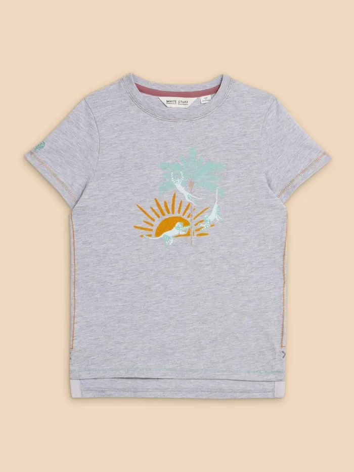 White Stuff TOPS Cheeky Monkeys Graphic Tee Grey Marl 8211 Kids White Stuff TOPS Cheeky Monkeys Graphic Tee Grey Marl 8211 Kids