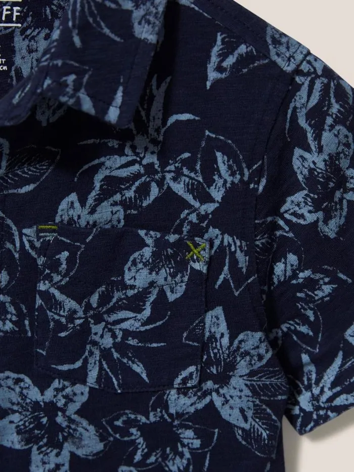 White Stuff TOPS Palm Printed Polo Navy Print 8211 Kids White Stuff TOPS Palm Printed Polo Navy Print 8211 Kids