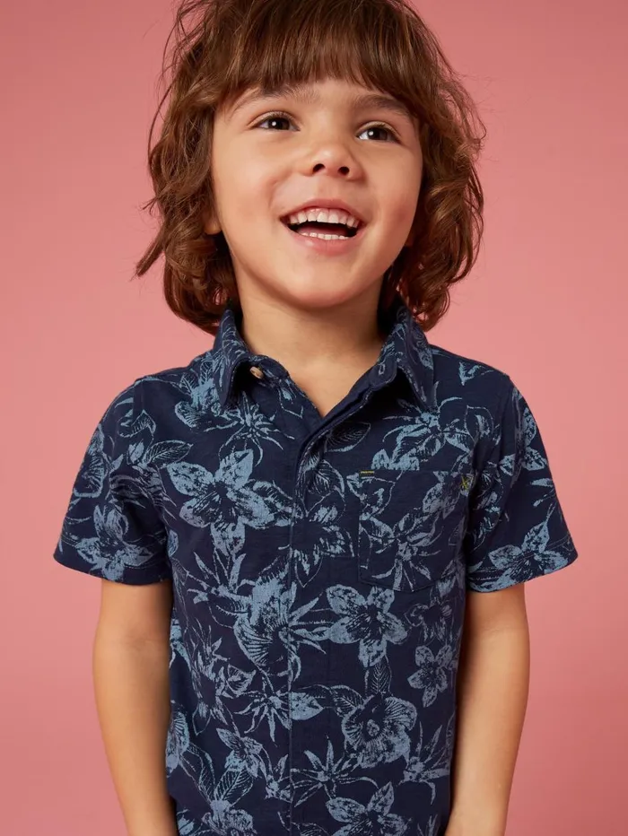White Stuff TOPS Palm Printed Polo Navy Print 8211 Kids White Stuff TOPS Palm Printed Polo Navy Print 8211 Kids