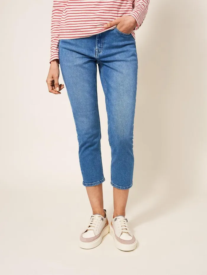 White Stuff TROUSERS Brooke Straight Crop Jean Light Denim 8211 Women