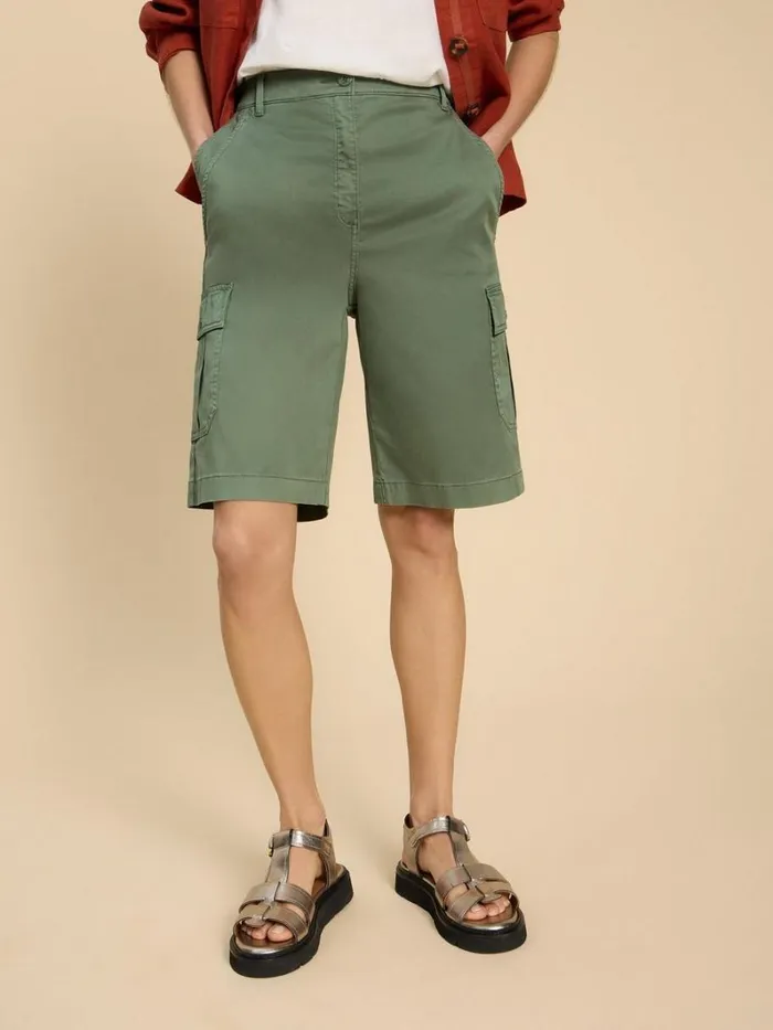 White Stuff TROUSERS Everleigh Cargo Shorts Mid Green 8211 Women